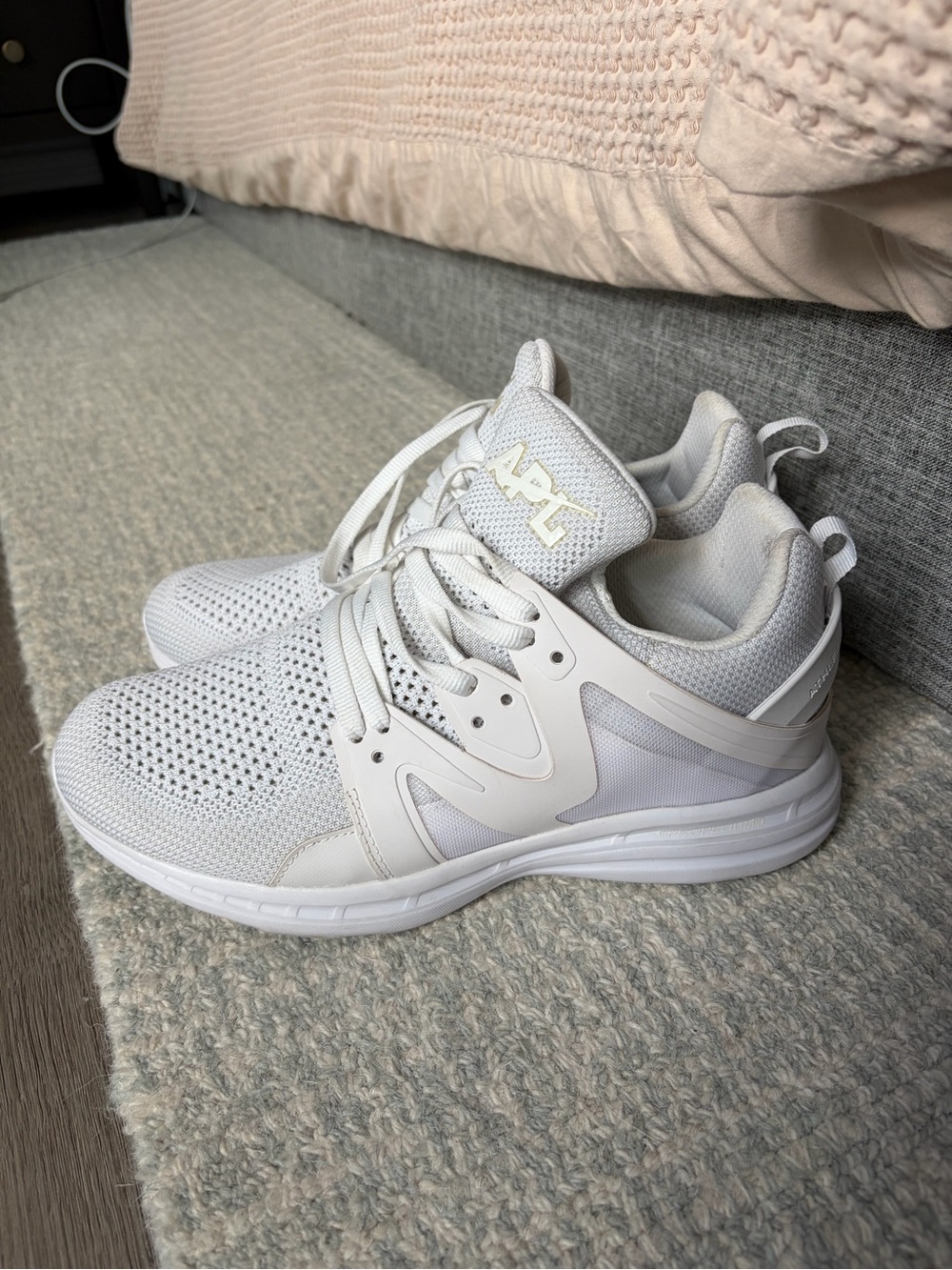 APL Ascend White High Top Knit Sneakers 10.5